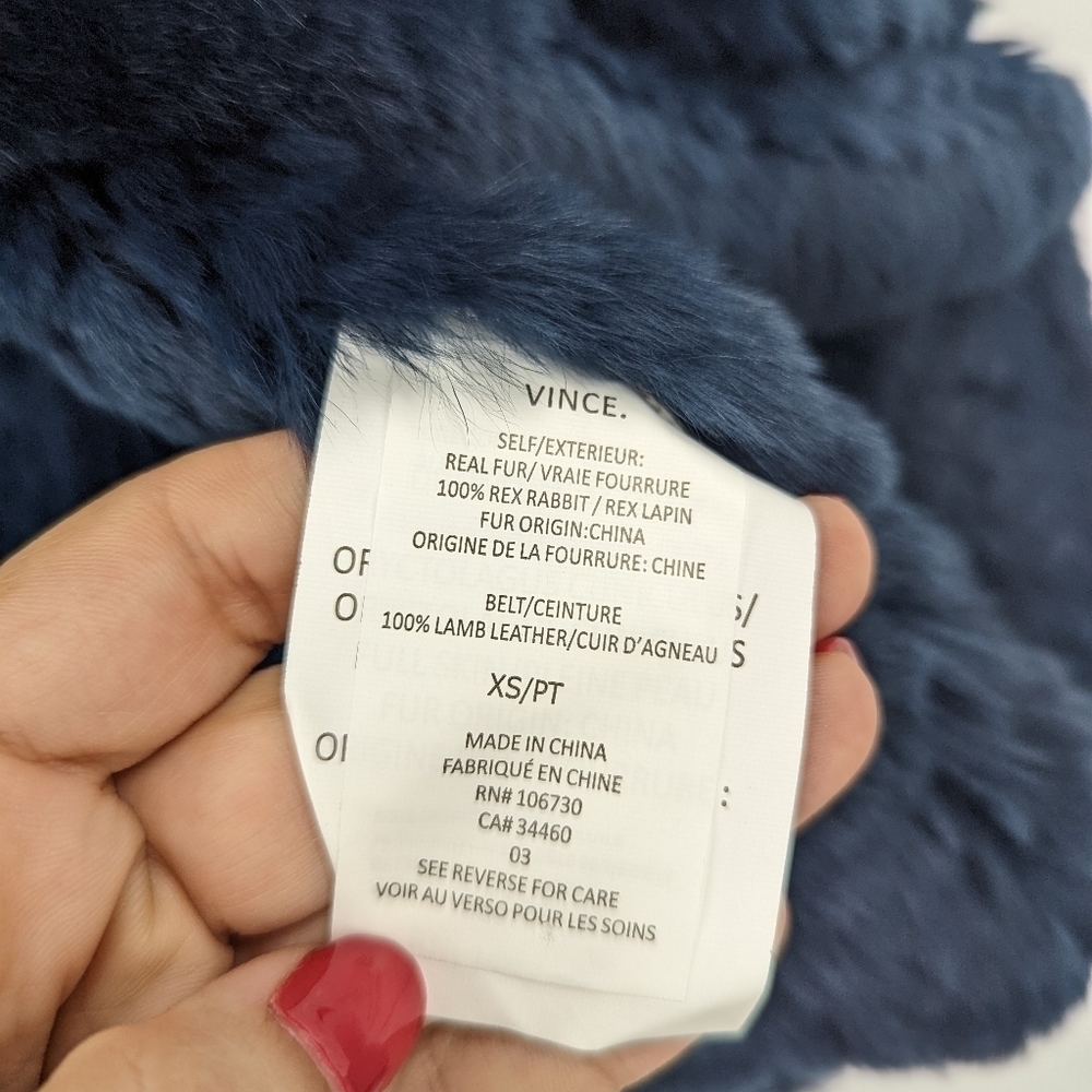 VINCE. Rabbit Fur Open Front Vest - Picture 5 of 8